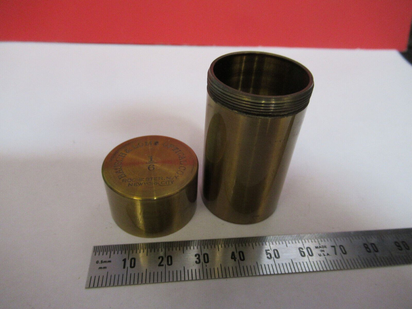 EMPTY BAUSCH LOMB BRASS OBJECTIVE CANISTER MICROSCOPE PART AS PICTURED G4-A-59