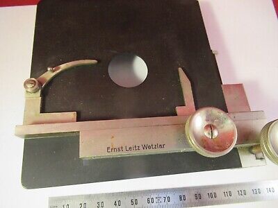 ANTIQUE ERNST LEITZ GERMANY BRASS TABLE STAGE MICROSCOPE PART OPTICS &9-A-82