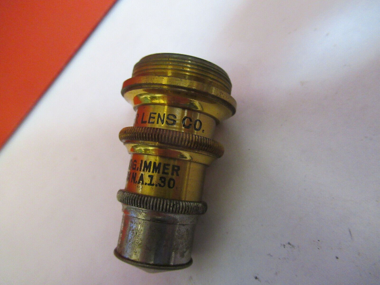 ANTIQUE BRASS SPENCER OBJECTIVE RARE 140X  MICROSCOPE PART AS PICTURED &P8-A-81