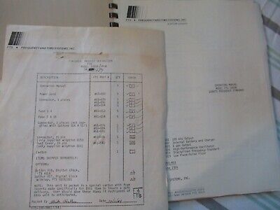 COLLECTABLE RARE FTS QUARTZ 1050A FREQUENCY STANDARD MANUAL 1984 i &BIBLI