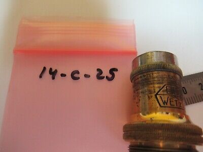 ANTIQUE OBJECTIVE BRASS LEITZ 3 OPTICS MICROSCOPE PART AS PICTURED &14-C-25