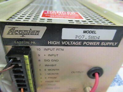 ACOPIAN HIGH VOLTAGE 7.5KV POWER SUPPLY WITH CAPACITOR HV AS PICTURED &3K-FT-44