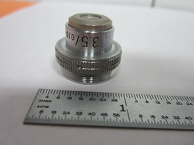 MICROSCOPE PART OBJECTIVE LEITZ GERMANY 3.5X OPTICS AS IS BIN#K2-20