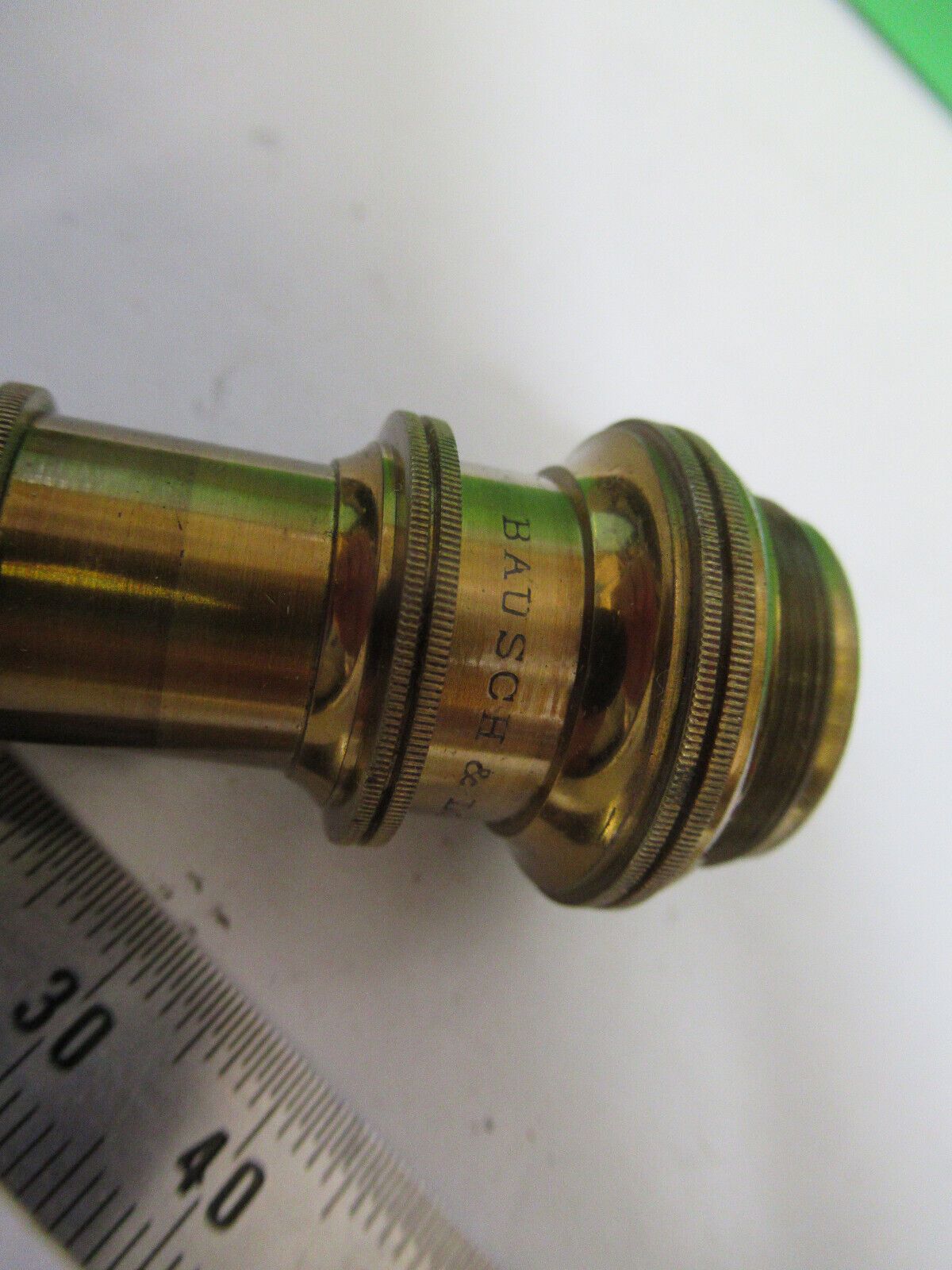 ANTIQUE BRASS BAUSCH LOMB OBJECTIVE 1/4 MICROSCOPE PART AS PICTURED &83-FT-08