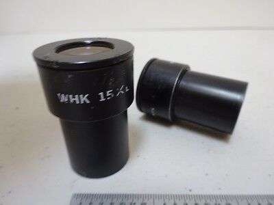 MICROSCOPE PART LOT EYEPIECES OLYMPUS 15X + RETICLE OPTICS AS IS BIN#N8-H-07