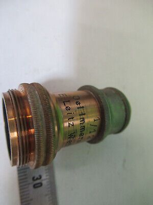 ANTIQUE ERNST LEITZ BRASS OBJECTIVE OPTICS MICROSCOPE PART AS PICTURED &Q9-A-33