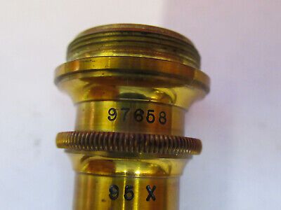 ANTIQUE BRASS SPENCER OBJECTIVE 95X LENS MICROSCOPE PART AS PICTURED &F6-B-118