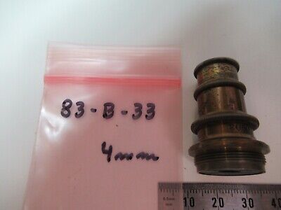 ANTIQUE BRASS OBJECTIVE SPENCER 4mm OPTICS MICROSCOPE PART AS PICTURED &83-B-33