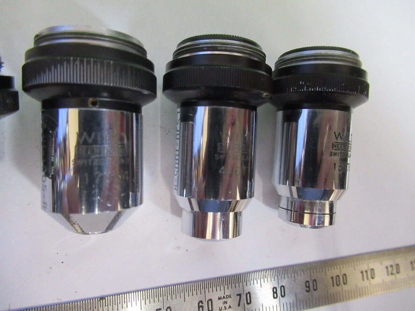 LOT OBJECTIVES WILD HEERBRUGG SWISS MICROSCOPE PART AS PICTURED Q7-B-15