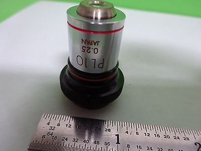 MICROSCOPE PART OBJECTIVE OLYMPUS JAPAN PL10 PLAN 10X OPTICS AS IS BIN#Y5-K-01