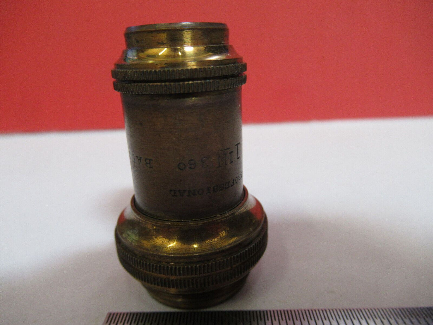 ANTIQUE  BRASS BAUSCH LOMB OBJECTIVE 1 in MICROSCOPE PART AS PICTURED G4-A-99