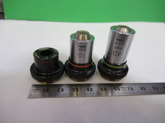 OLYMPUS OBJECTIVE JAPAN 40X 10X 4X  LOT 3 ea  OPTICS MICROSCOPE PART G7-A-73