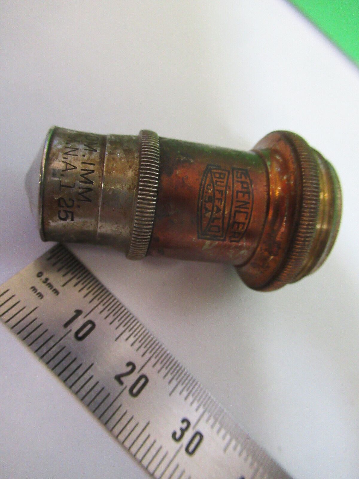 ANTIQUE BRASS SPENCER 95X 1.8mm OBJECTIVE MICROSCOPE AS PICTURED #H3-A-21