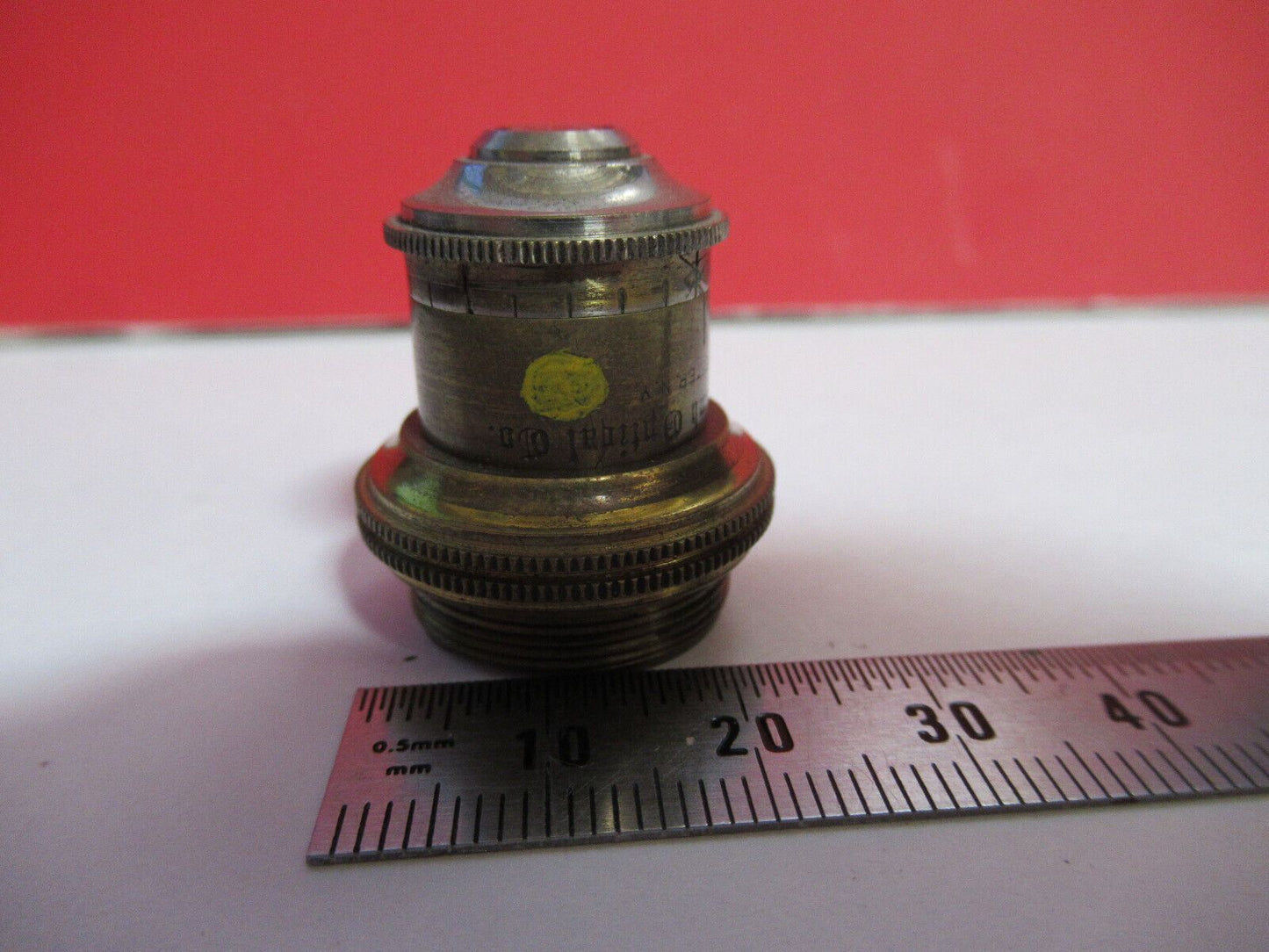 ANTIQUE BRASS OBJECTIVE BAUSCH LOMB 1/4 1IN MICROSCOPE OPTICS AS PICTURED Q2-41