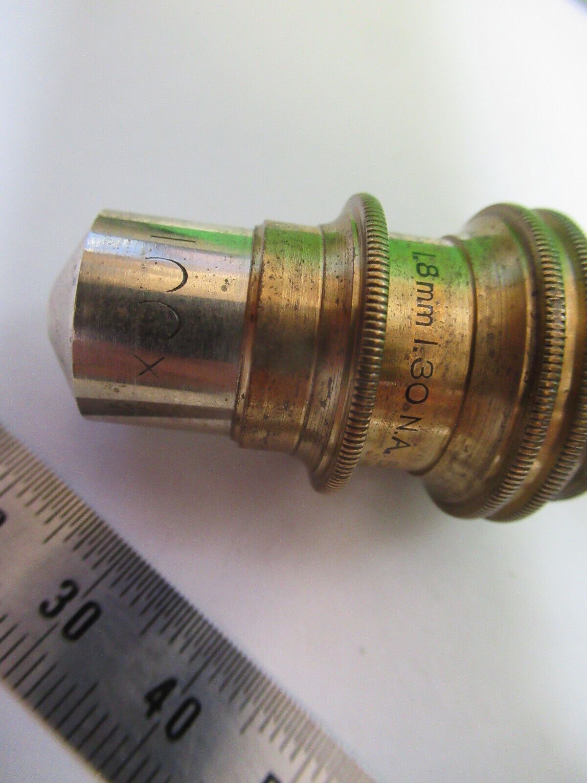 ANTIQUE BRASS BAUSCH LOMB FLUOR 1.8mm OBJECTIVE MICROSCOPE AS PICTURED #H3-A-19