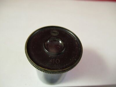 ANTIQUE BRASS EYEPIECE X10 BAKER LONDON MICROSCOPE PART AS PICTURED #66-A-41