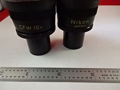 MICROSCOPE PART LOT PAIR  EYEPIECE OCULAR NIKON CFW 10X OPTICS AS IS #M4-B-09