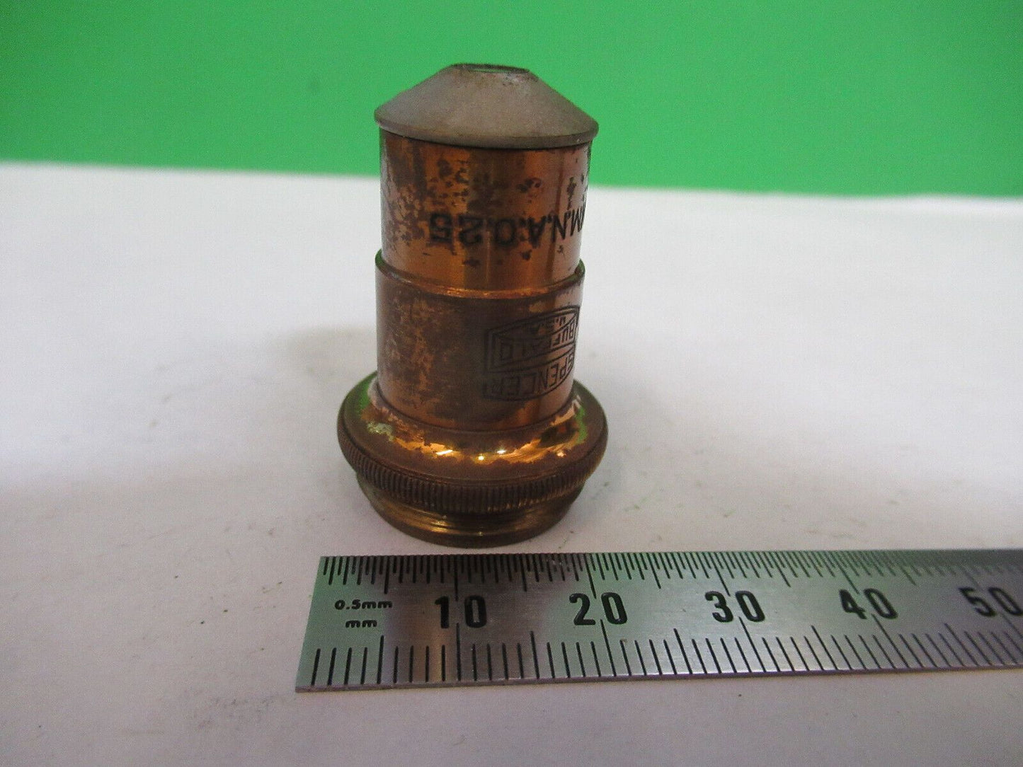 ANTIQUE BRASS SPENCER OBJECTIVE LENS OPTICS MICROSCOPE PART AS PICTURED Z1-A-136