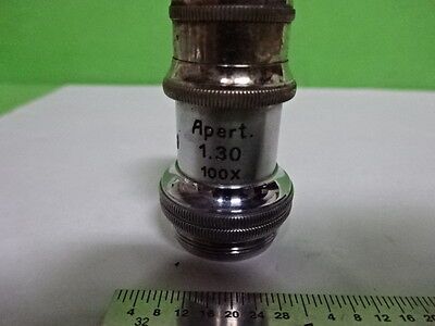 MICROSCOPE PART VINTAGE OBJECTIVE LEITZ GERMANY 100X 1/12  OPTICS AS IS #B2-M-07