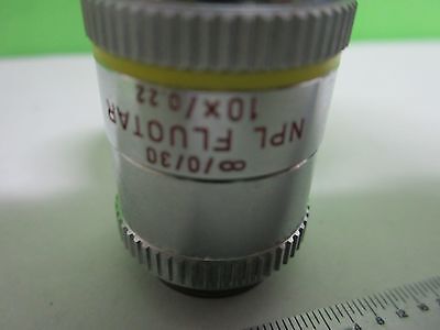 MICROSCOPE PART LEITZ NPL 10X FLUOTAR OBJECTIVE INFINITY AS IS OPTICS BIN#T5-63