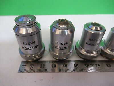 LOT 4 EA 4X 10X 40X 100X UNITRON OBJECTIVE MICROSCOPE PART AS PICTURED &R7-B-15