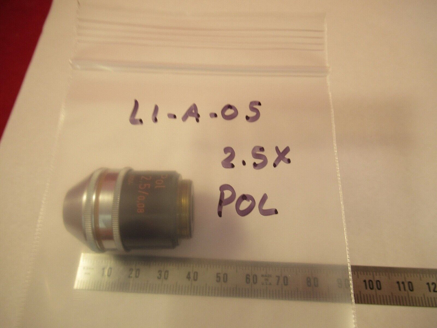 CARL ZEISS GERMANY POL OBJECTIVE 2.5X MICROSCOPE PART OPTICS AS PICTURED L1-A-05