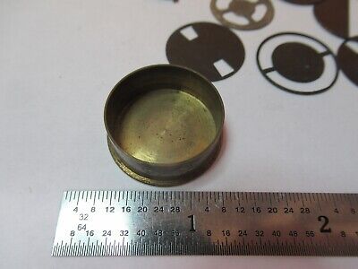 ANTIQUE BRASS CONTAINER with DARK FIELD PARTS MICROSCOPE AS PICTURED &7B-B-61