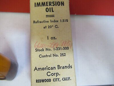 IMMERSION OIL R.I. 1.515 AMERICAN BRAND  MICROSCOPE PART AS PICTURED &P8-A-40