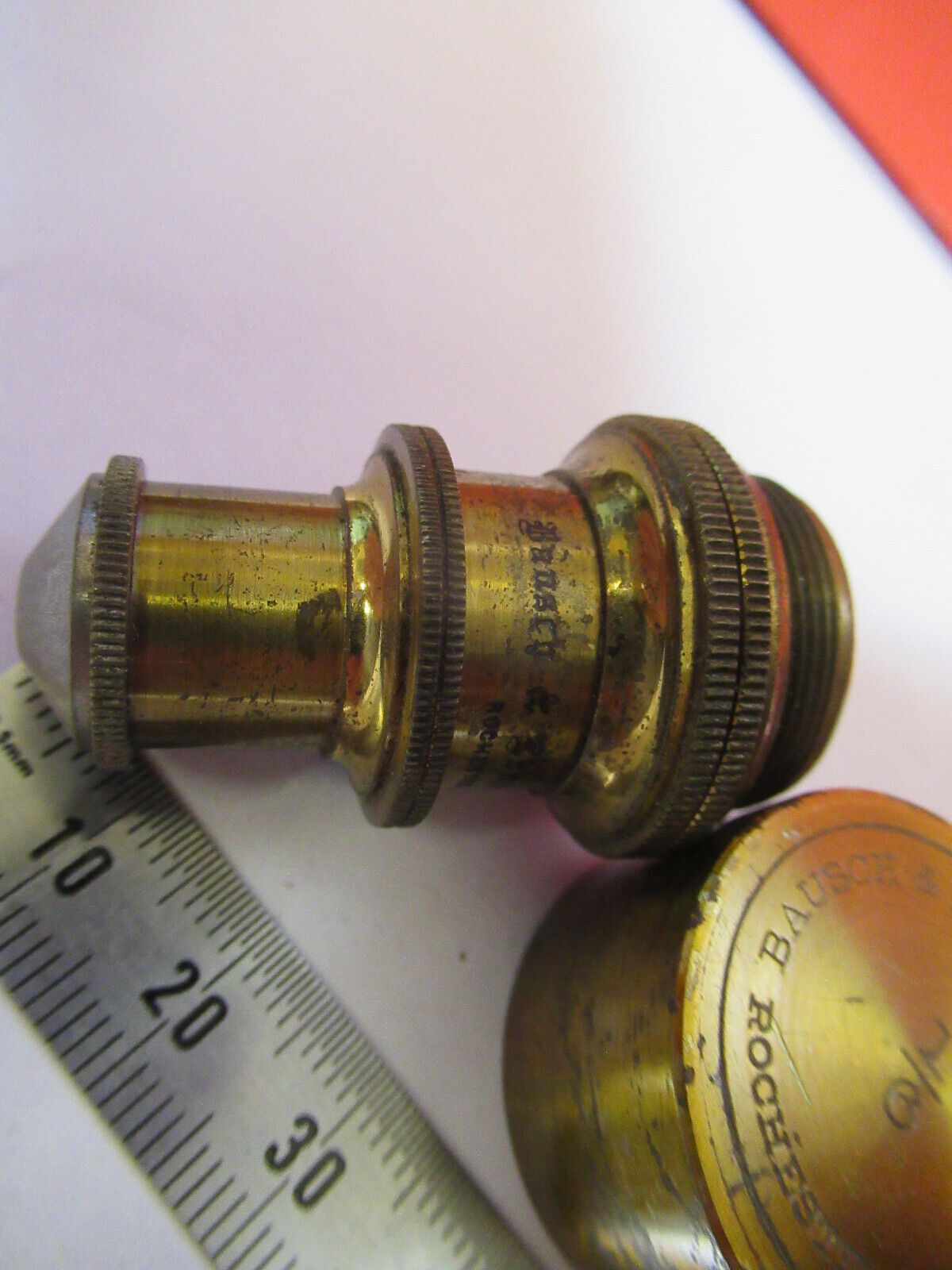 ANTIQUE  BRASS BAUSCH LOMB OBJECTIVE 1/6 MICROSCOPE PART AS PICTURED G4-A-112