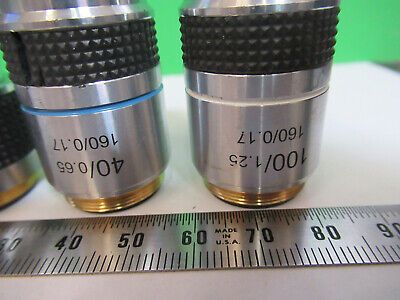 LOT 3 EA 10X 40X 100X /160 LENSES OBJECTIVE MICROSCOPE PART AS PICTURED &R7-B-12