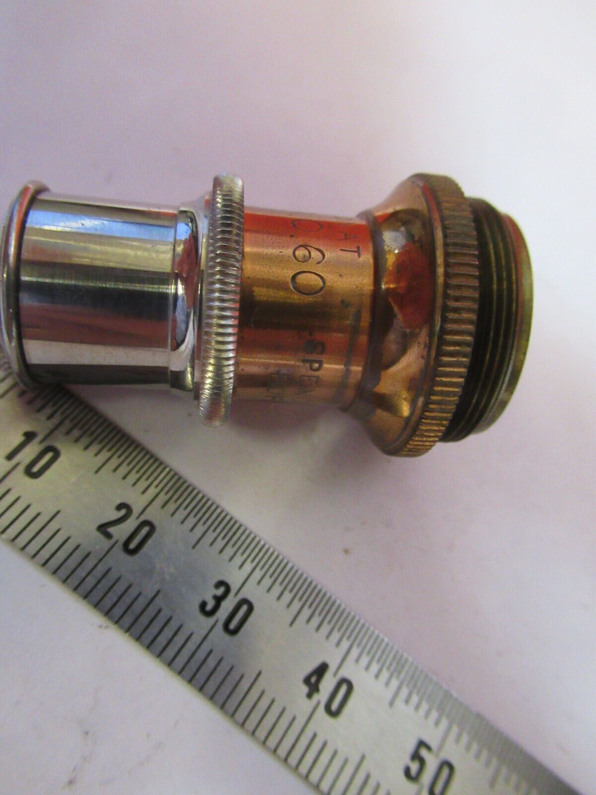 ANTIQUE BRASS SPENCER 8mm OBJECTIVE MICROSCOPE PART AS PICTURED &H9-B-39