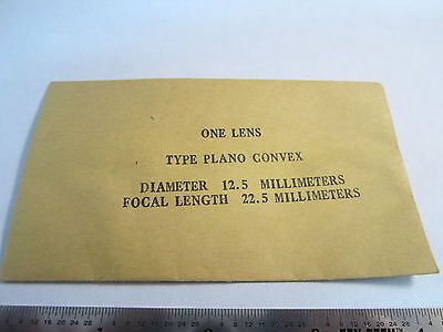 OPTICAL LENS PLANO CONVEX 12.5 mm DIA FL 22.5 mm LASER OPTICS NICE BIN#15 ivi