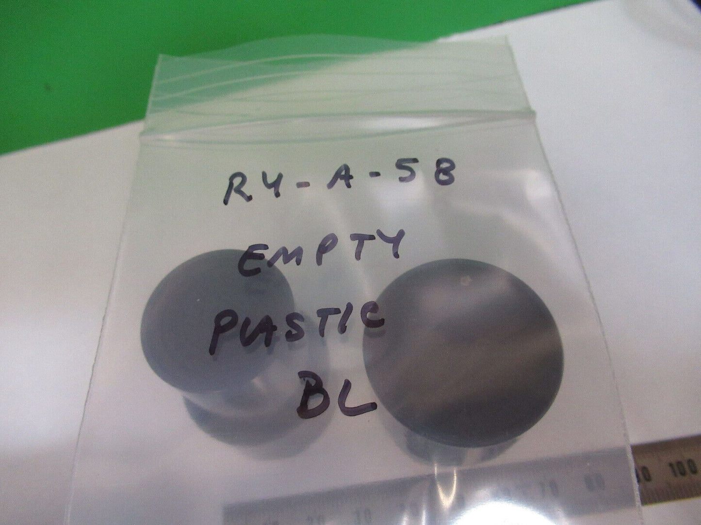 LOT 2 EA PLASTIC EMPTY OBJECTIVE CONTAINER MICROSCOPE PART AS PICTURED &R4-A-58