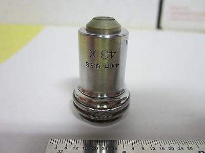 MICROSCOPE VINTAGE PART OPTICAL OBJECTIVE BAUSCH LOMB 43X OPTICS AS IS BN#E2-13