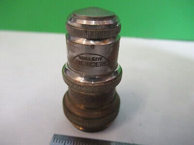 ANTIQUE BRASS REICHERT AUSTRIA OBJECTIVE MICROSCOPE PART AS PICTURED &Q9-A-19