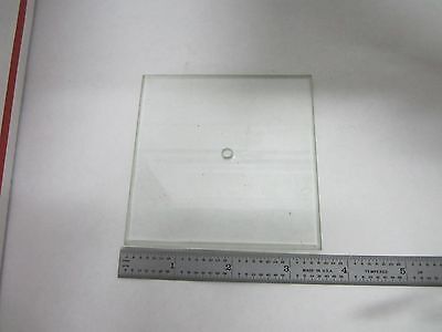 MICROSCOPE PART VINTAGE GLASS SPECIMEN STAGE TABLE [chipped] AS IS BIN#R6-B-07