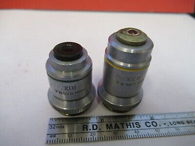 OPTICAL BAUSCH LOMB OBJECTIVES LENSES 10X 43X LOT OPTICS AS PICTURED &B9-FT-16