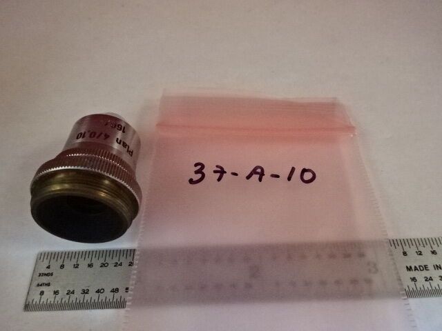 MICROSCOPE PART OBJECTIVE REICHERT AUSTRIA 4X OPTICS AS IS #37-A-10