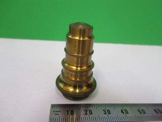 ANTIQUE BRASS SEIBERT III OBJECTIVE RARE MICROSCOPE PART AS PICTURED Z6-A-83