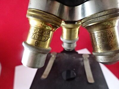 MICROSCOPE ANTIQUE BRASS ERNST LEITZ GERMANY circa 1907 OPTICS AS IS #TC-2