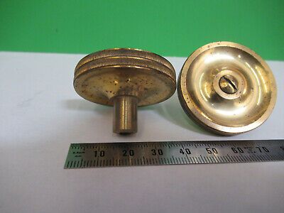 ANTIQUE ERNST LEITZ WETZLAR SET BRASS KNOBS MICROSCOPE PART AS PICTURED &Z9-A-82