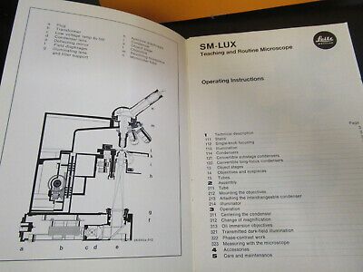 ORIGINAL BOOKLET LEITZ WETZLAR GERMANY SM-LUX MICROSCOPE PART AS PICTURED W3