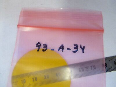 OPTICAL GLASS YELLOW FILTER MICROSCOPE PART OPTICS AS PICTURED #93-A-34