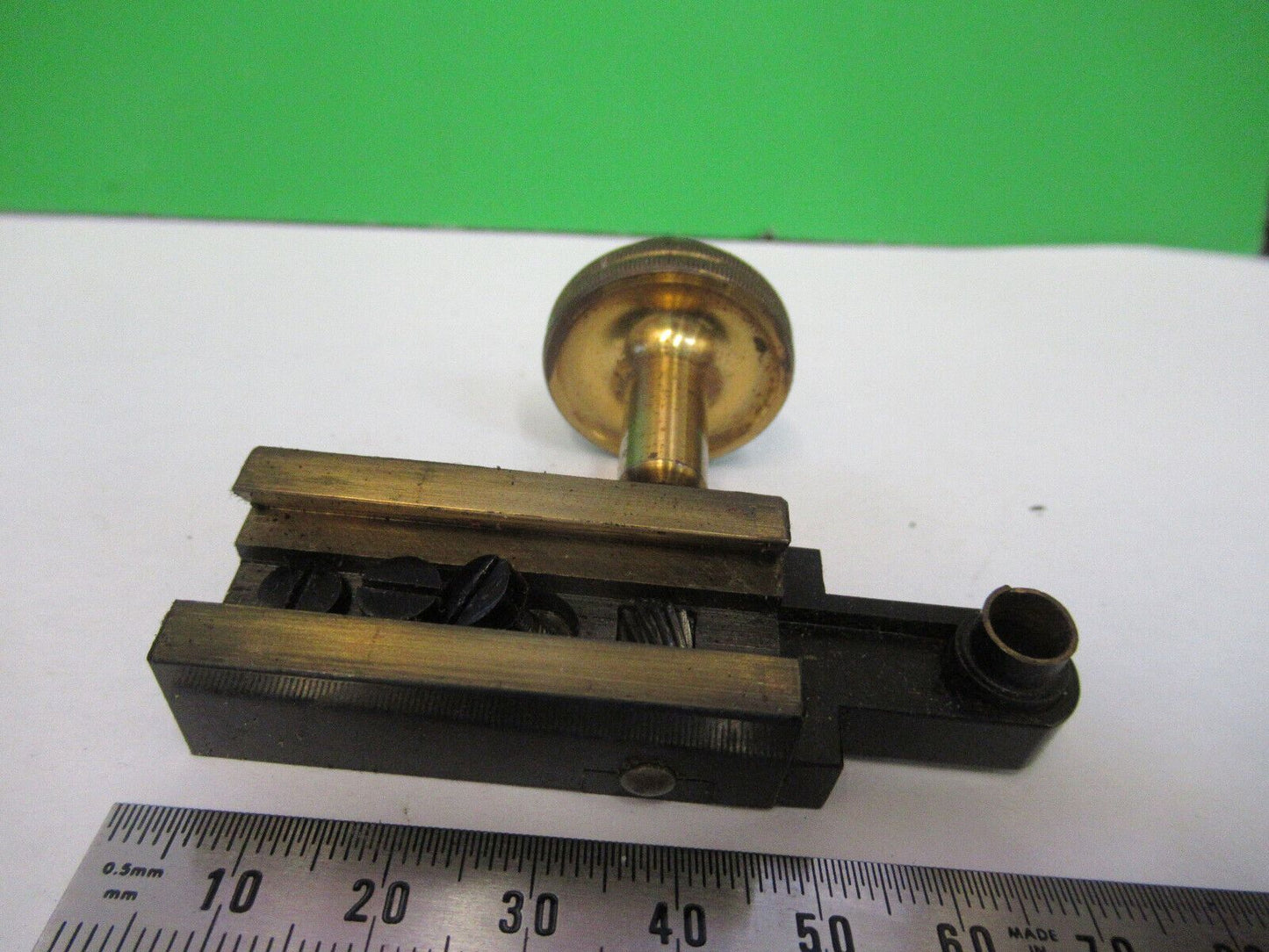 ANTIQUE ERNST LEITZ BRASS CONDENSER HOLDER MICROSCOPE PART AS PICTURED #R1-A-84