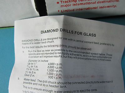 OPTICAL TOOL GLASS DIAMOND DRILL 1" DIAMETER MADE IN ENGLAND OPTICS BIN#30-02