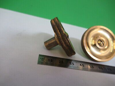 ANTIQUE ERNST LEITZ WETZLAR SET BRASS KNOBS MICROSCOPE PART AS PICTURED &Z9-A-82