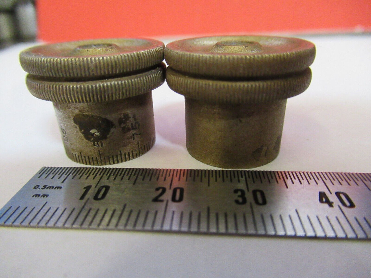 ANTIQUE BAUSCH LOMB PAIR KNOBS MICROSCOPE PART AS PICTURED &R3-C-45