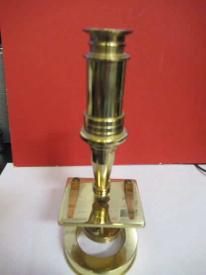 ANTIQUE DISPLAY BRASS COLLECTABLE MINI MICROSCOPE OPTICAL AS PICTURED &R3-C-31