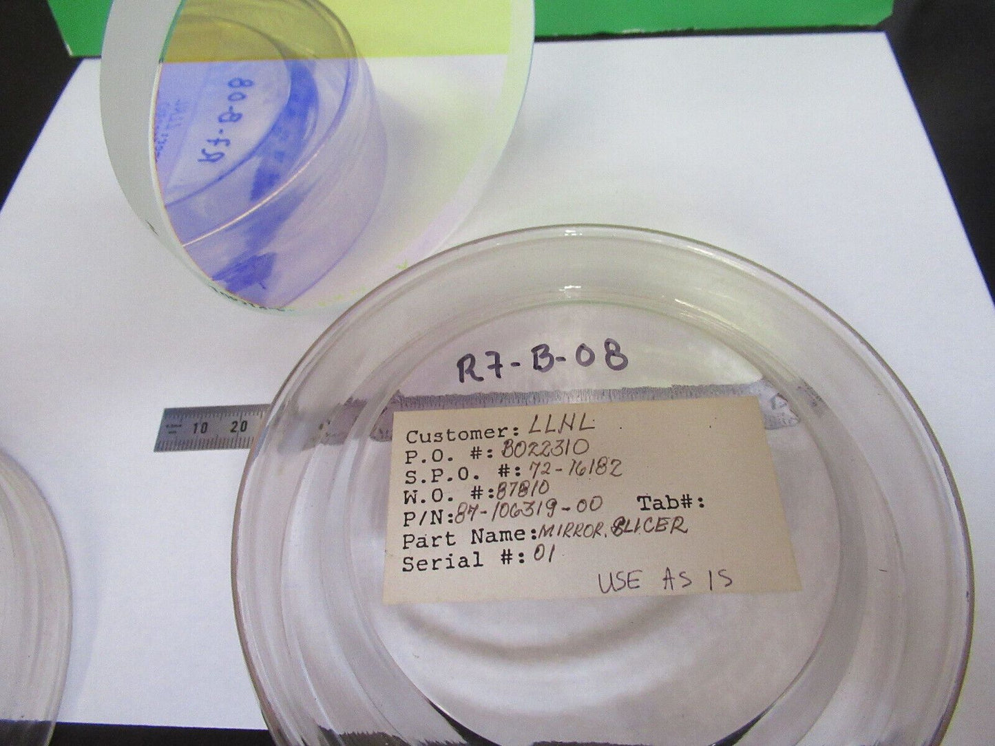 OPTICAL FLAT FUSED SILICA COATED LASER OPTICS AS PICTURED &R7-B-08x