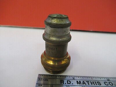 ANTIQUE ERNST LEITZ BRASS OBJECTIVE MICROSCOPE PART OPTICS AS PICTURED &13-FT-39